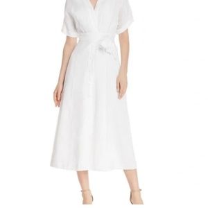 Magaschoni Crisp White Linen Wrap Dress, Sz 2